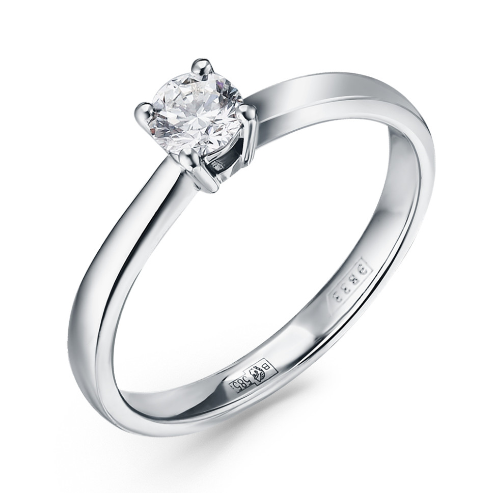 Помолвочное кольцо из белого золота с бриллиантом (058753)