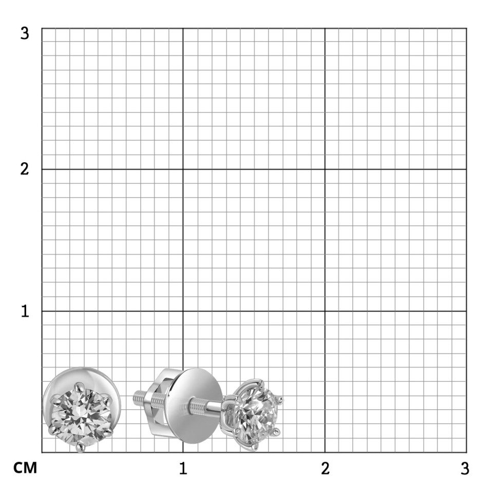 Серьги пусеты из платины с бриллиантами (064728)