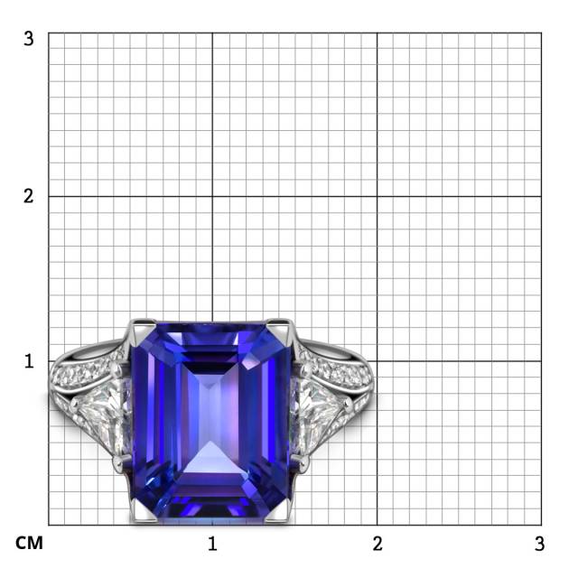 Кольцо из белого золота с бриллиантами и танзанитом (053571)