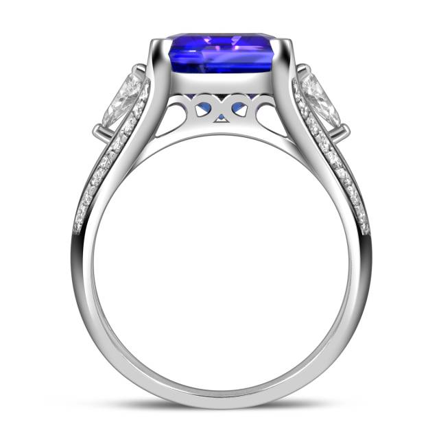 Кольцо из белого золота с бриллиантами и танзанитом (053571)