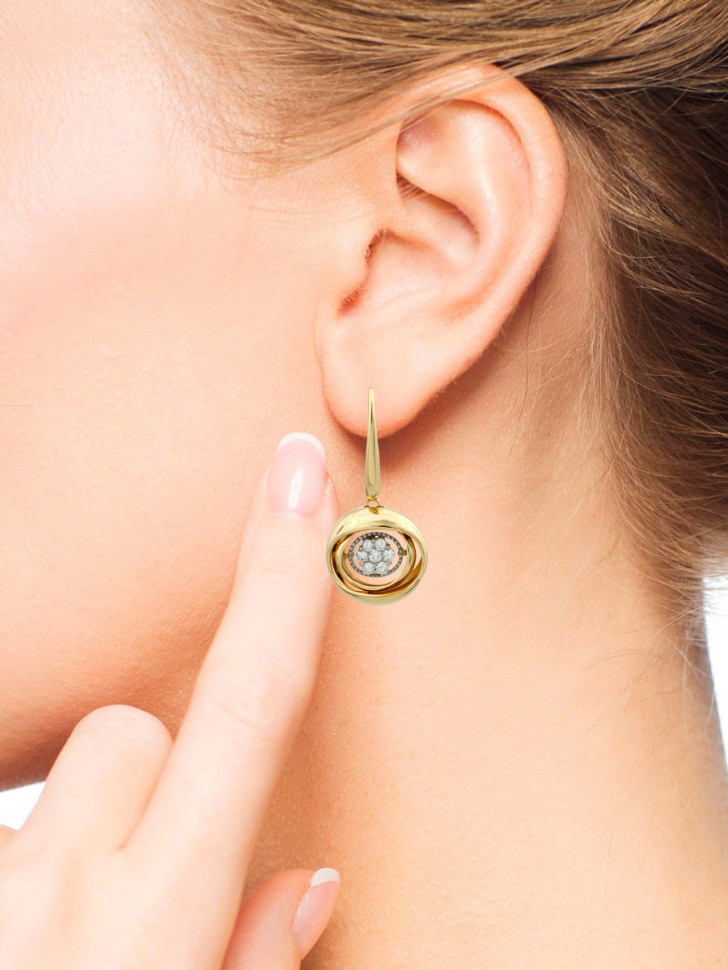 Серьги из жёлтого золота с бриллиантами (037434)