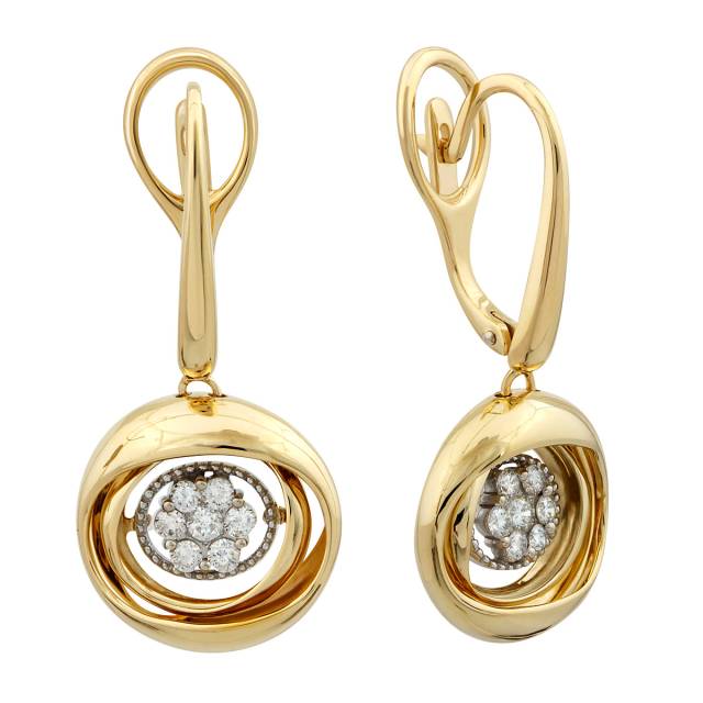 Серьги из жёлтого золота с бриллиантами (037434)