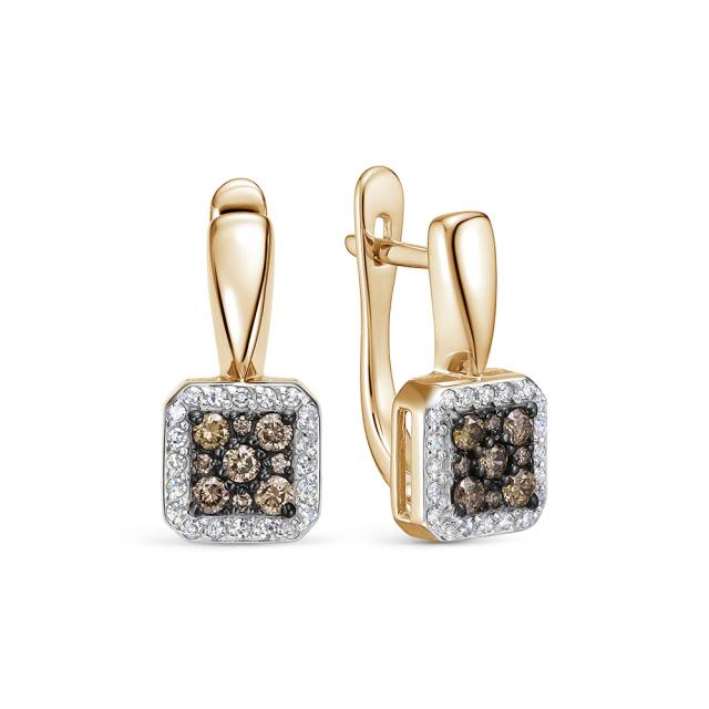 Серьги из красного золота с бриллиантами (060415)