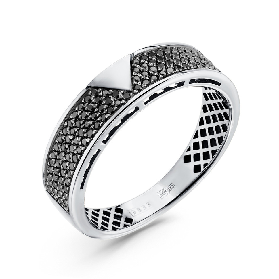 Кольцо из белого золота с чёрными бриллиантами (060092)