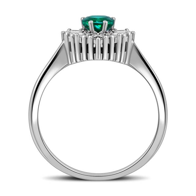 Кольцо из белого золота с бриллиантами и изумрудом (057908)