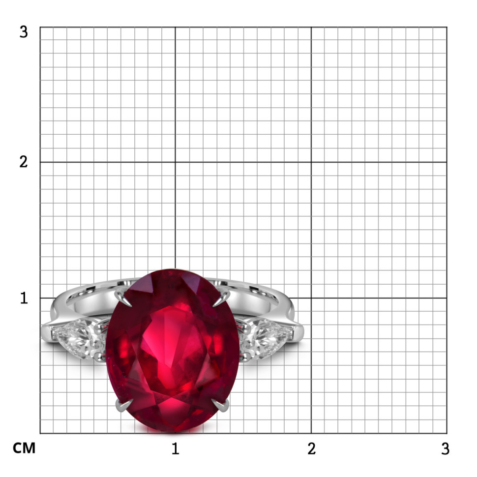 Кольцо из белого золота с бриллиантами и рубином (060556)