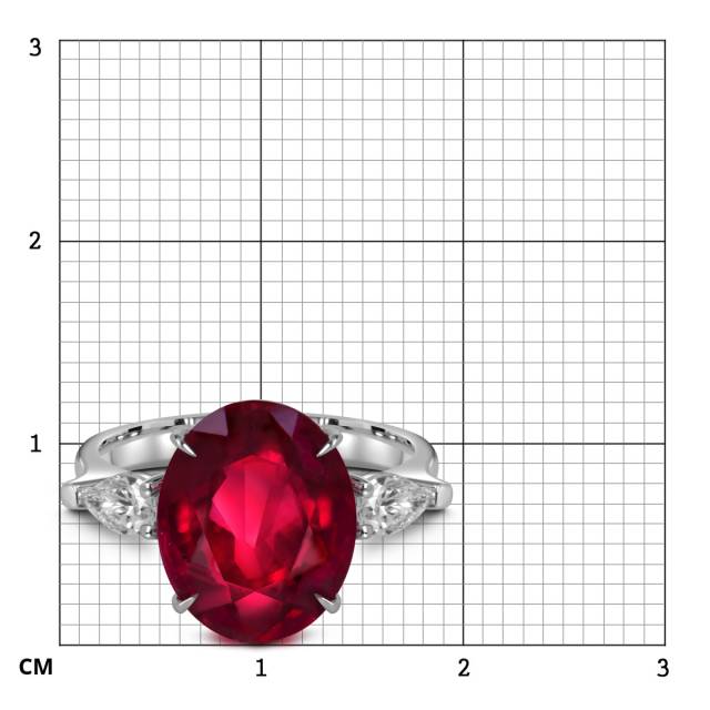 Кольцо из белого золота с бриллиантами и рубином (060556)