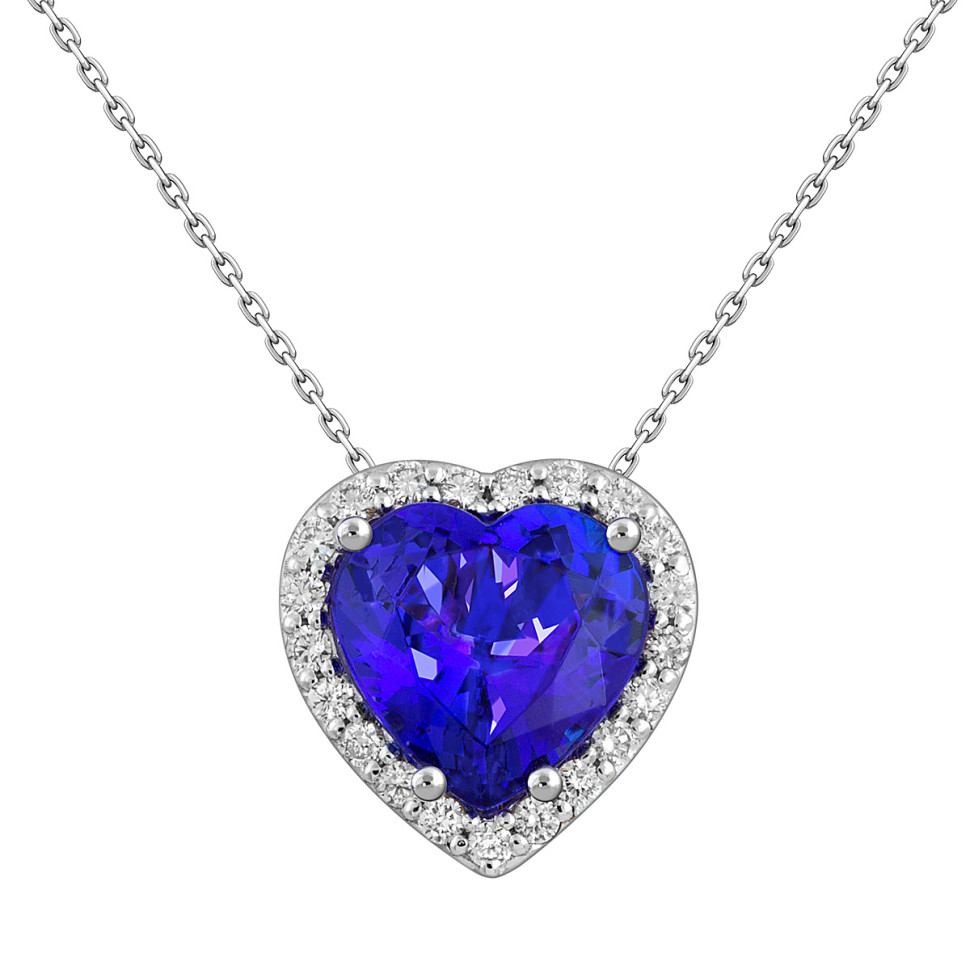 Колье из белого золота с бриллиантами и танзанитом Сердце (052471)