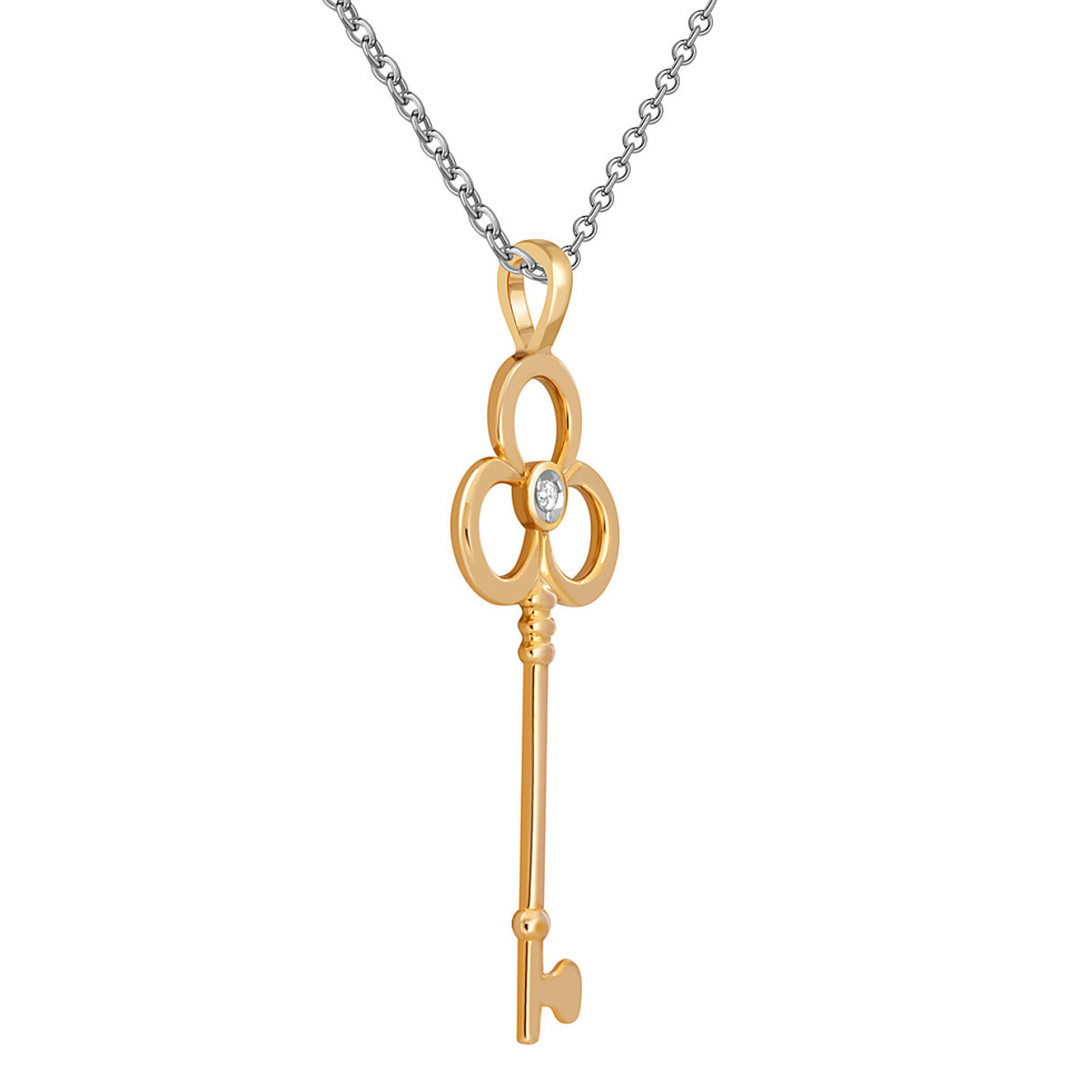 Кулон из красного золота с бриллиантом (044454)