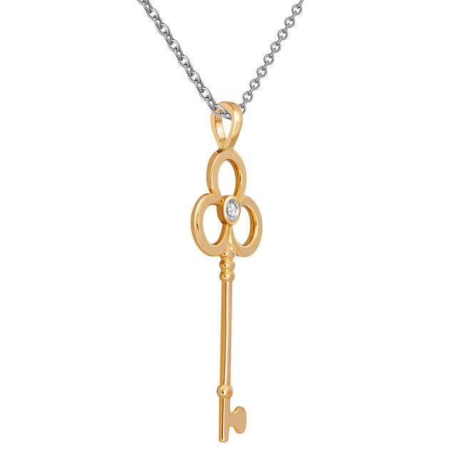 Кулон из красного золота с бриллиантом (044454)