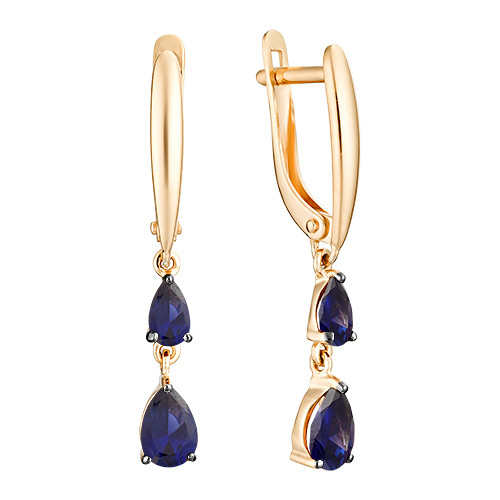 Серьги из красного золота с гидротермальными сапфирами (039989)