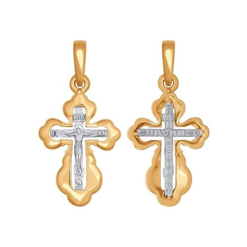 Кулон крест из комбинированного золота (045507)