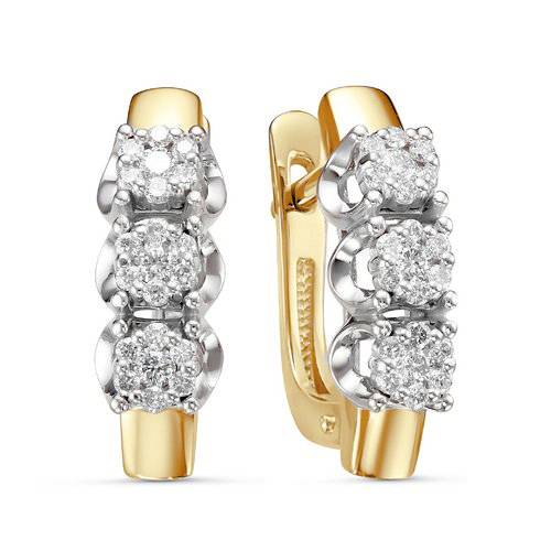 Серьги из жёлтого золота с бриллиантами (057617)