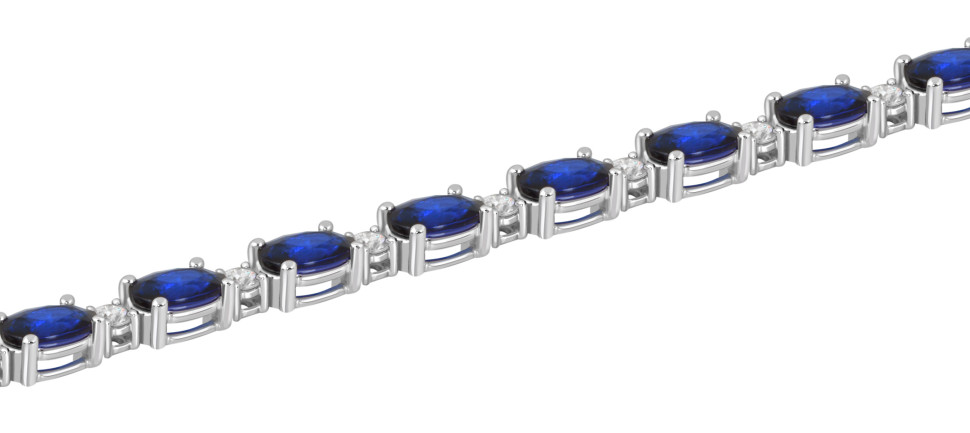 Браслет из белого золота с бриллиантами  и сапфирами (039460)