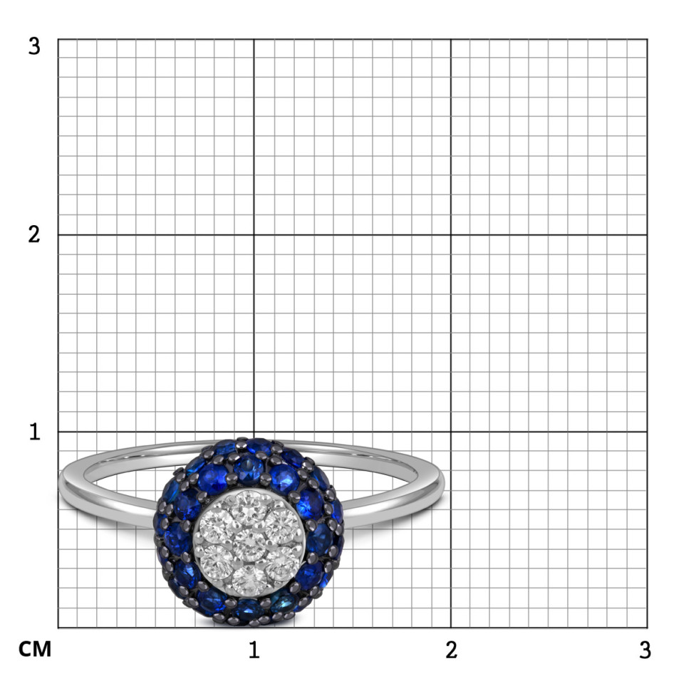 Кольцо из белого золота с бриллиантами и сапфирами (012748)