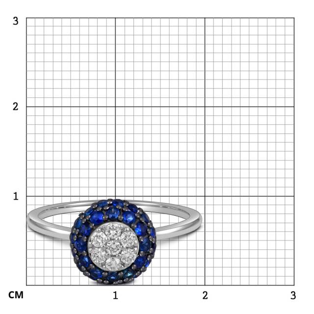 Кольцо из белого золота с бриллиантами и сапфирами (012748)