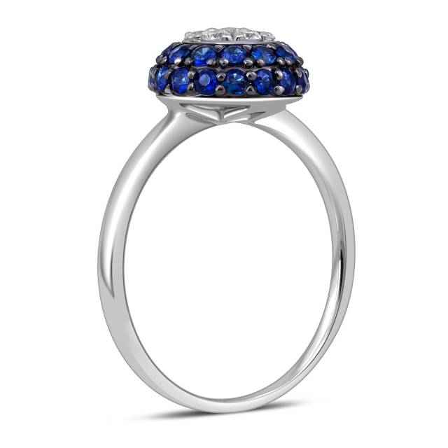 Кольцо из белого золота с бриллиантами и сапфирами (012748)