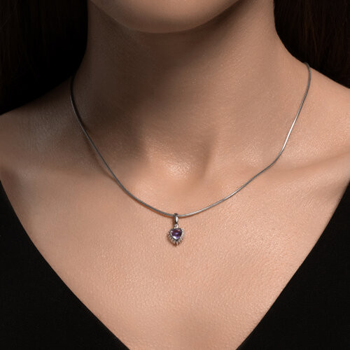 Кулон из белого золота с бриллиантами и танзанитом 