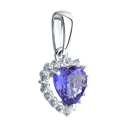 Кулон из белого золота с бриллиантами и танзанитом 