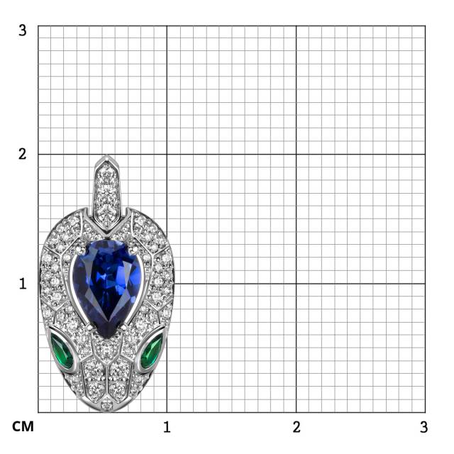 Кулон из белого золота с бриллиантами и ситаллами (061050)
