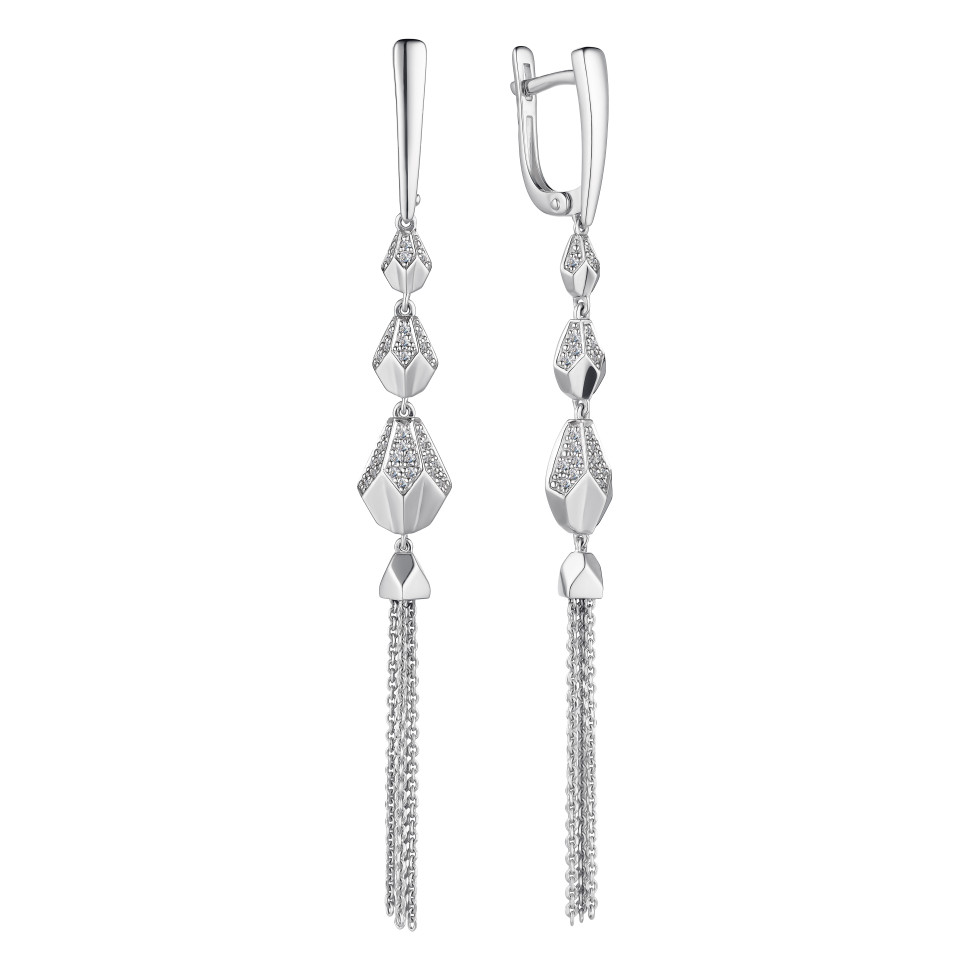 Серьги из белого золота с бриллиантами (049262)