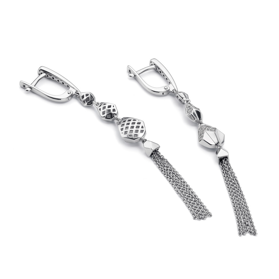 Серьги из белого золота с бриллиантами (049262)