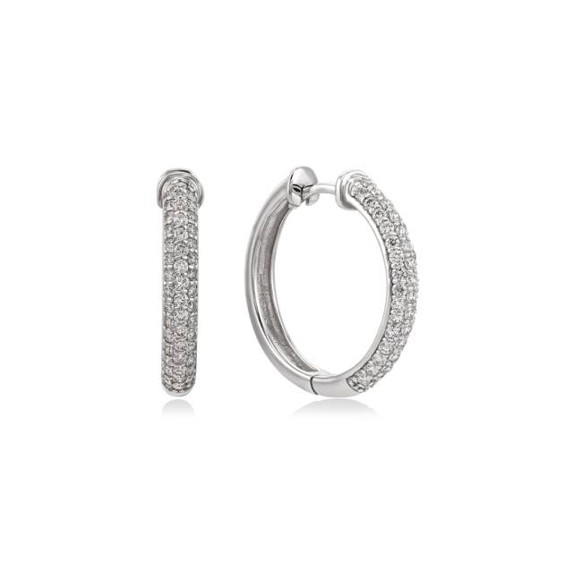 Серьги конго из белого золота с бриллиантами (054165)