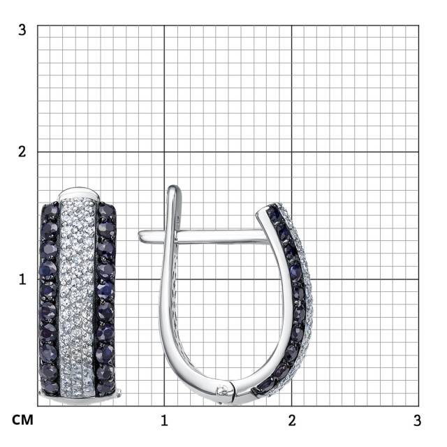 Серьги из белого золота с бриллиантами и сапфирами (058854)
