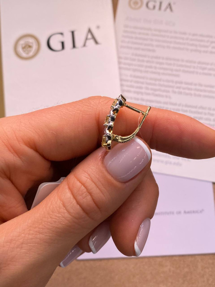 Серьги из жёлтого золота с бриллиантами (051319)