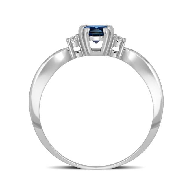 Помолвочное кольцо из белого золота с бриллиантами и сапфиром (041372)