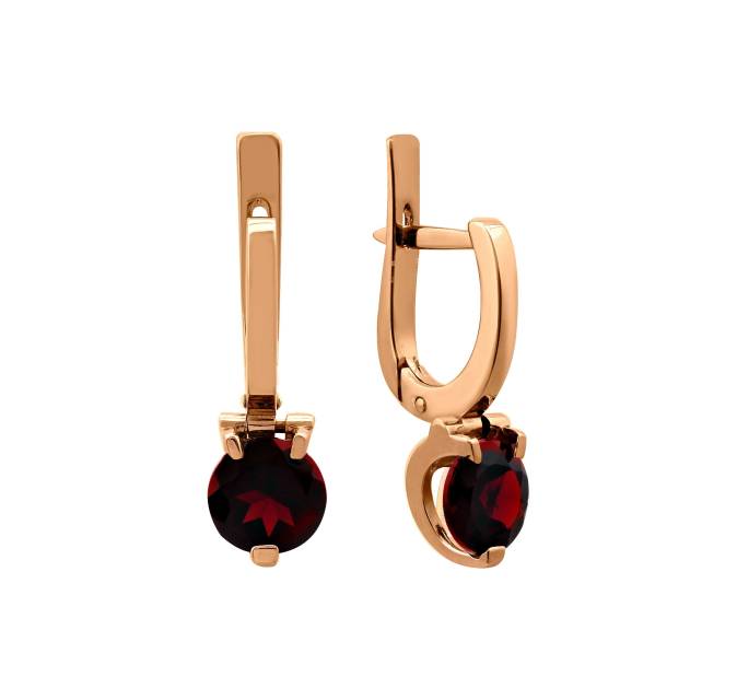 Серьги из красного золота с гранатом (061300)