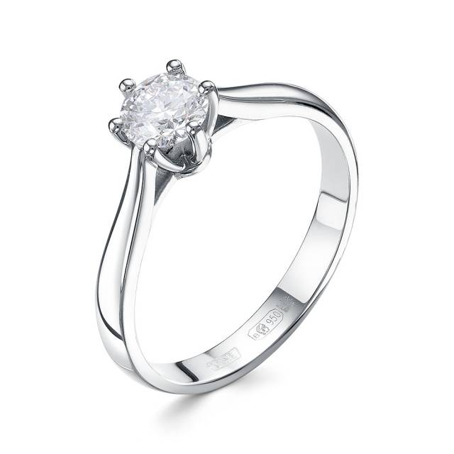 Помолвочное кольцо из платины с бриллиантом (058694)