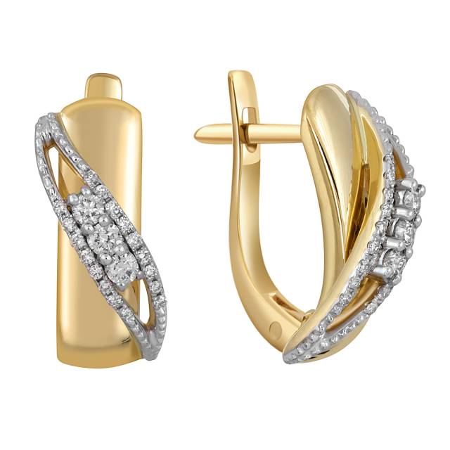 Серьги из жёлтого золота с бриллиантами (050408)