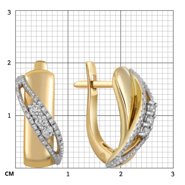 Серьги из жёлтого золота с бриллиантами (050408)