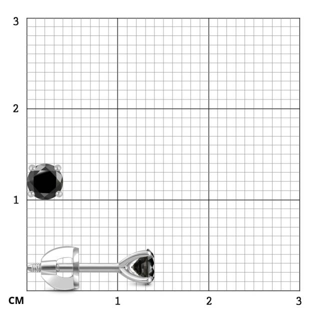 Серьги пусеты из белого золота с чёрными бриллиантами (043862)