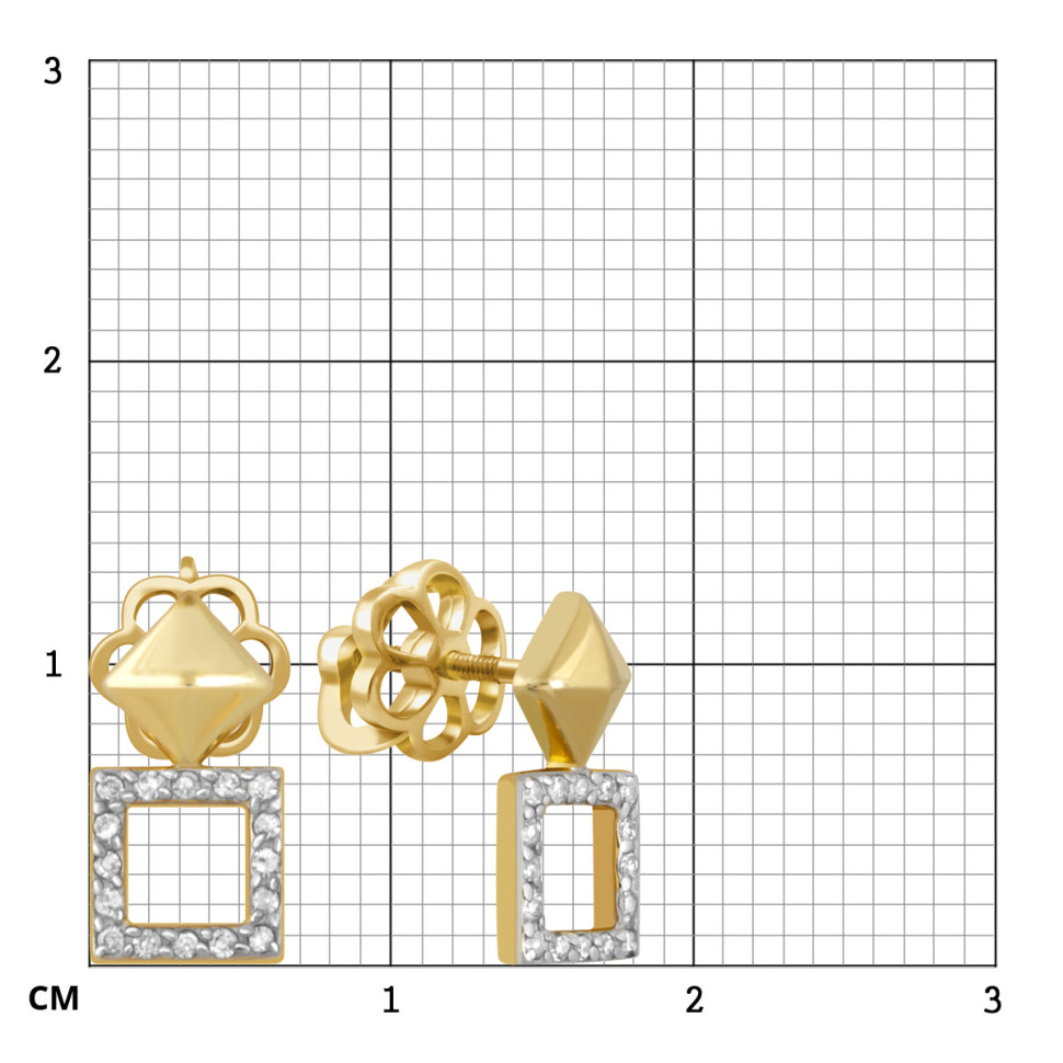Серьги пусеты из жёлтого золота с бриллиантами (046343)