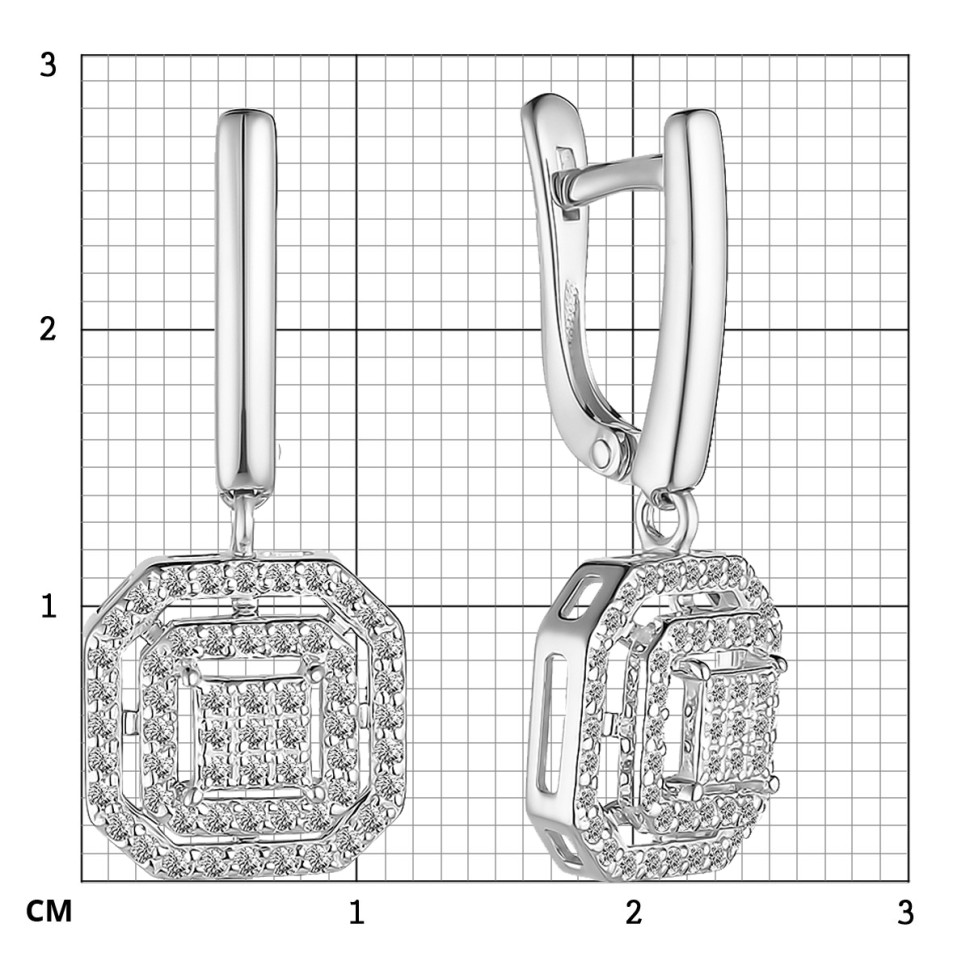Серьги из белого золота с бриллиантами (060595)