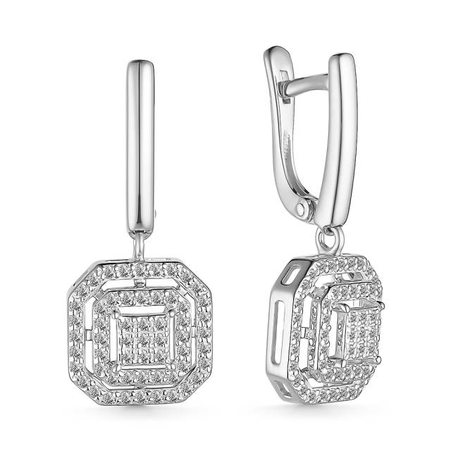 Серьги из белого золота с бриллиантами (060595)
