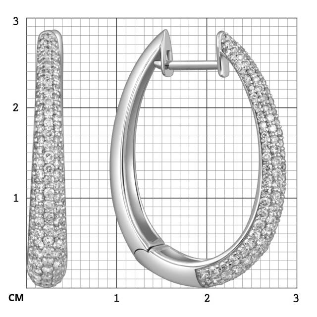 Серьги конго из белого золота с бриллиантами (051593)