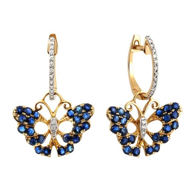 Серьги с сапфирами и бриллиантами (012658)