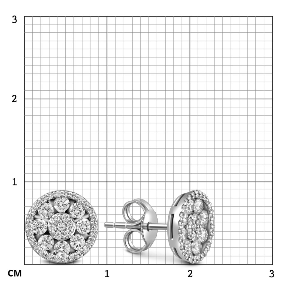 Серьги пусеты из белого золота с бриллиантами (055942)