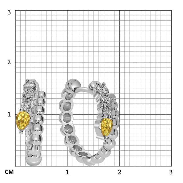 Серьги конго из белого золота с бриллиантами и жёлтыми сапфирами (061122)