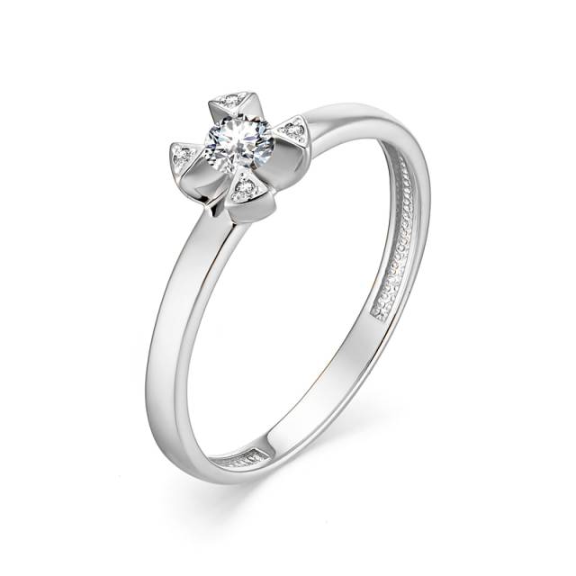 Помолвочное кольцо из белого золота с бриллиантами (033728)