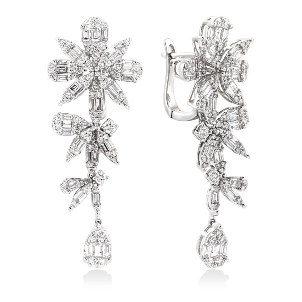 Серьги из белого золота с бриллиантами (052314)