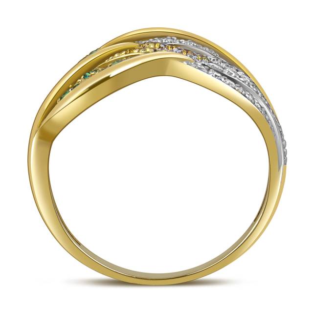 Кольцо из жёлтого золота с бриллиантами, изумрудами и жёлтыми сапфирами (059566)