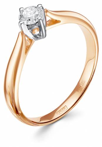 Помолвочное кольцо из комбинированного золота с бриллиантом 18.5