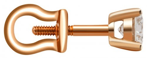 Серьги-пусеты из красного золота с бриллиантами