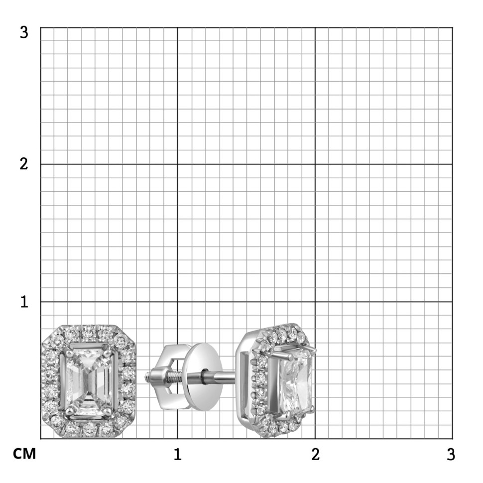 Серьги пусеты из белого золота с бриллиантами (059688)
