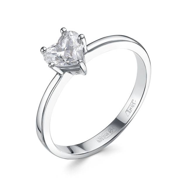 Помолвочное кольцо из платины с бриллиантом "Сердце" (059423)