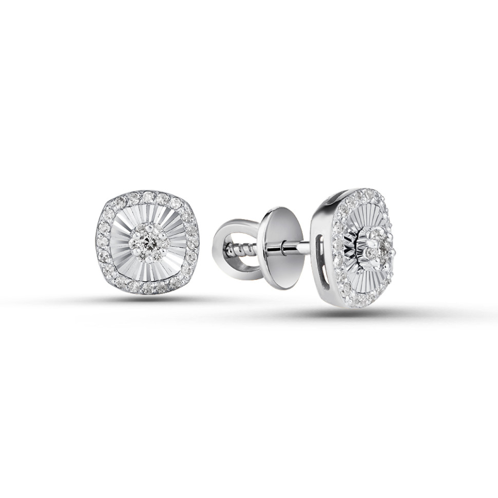 Серьги пусеты из белого золота с бриллиантами (060126)